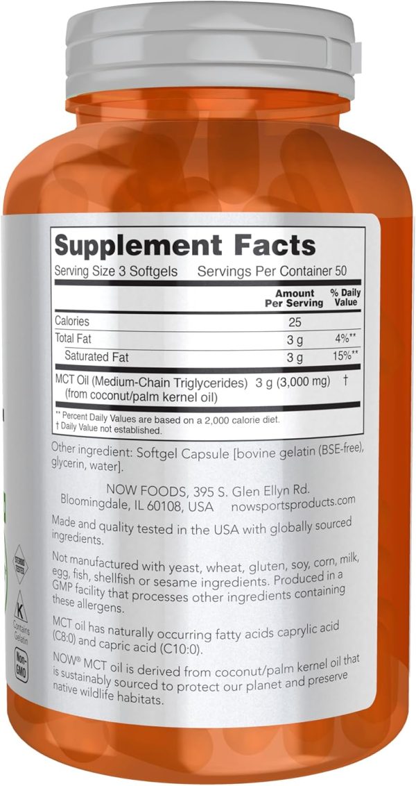 NOW Sports MCT Oil Unflavored 150 Count Health Supplement-1