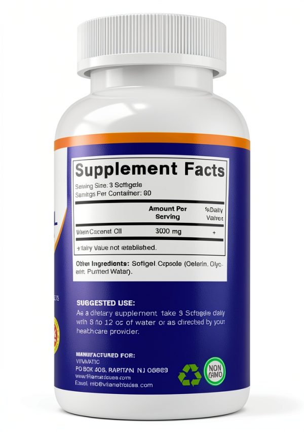 Coconut Oil Supplement by Nature's Bliss, 3000mg MCTs,-7