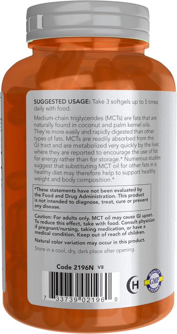 NOW Sports MCT Oil Unflavored 150 Count Health Supplement-2