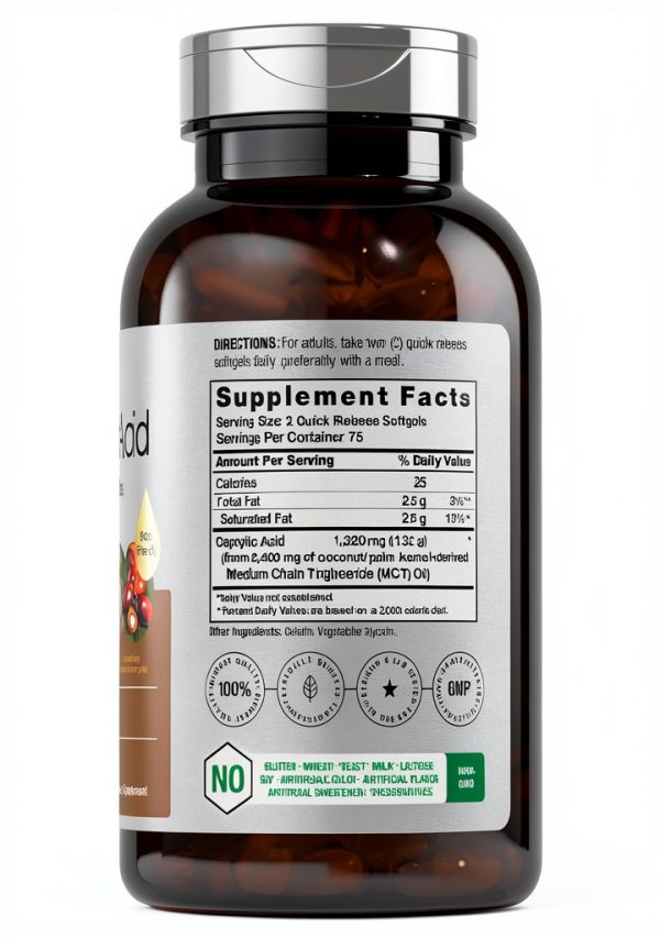 Caprylic Acid Softgels Horbaach 1320mg Keto-1