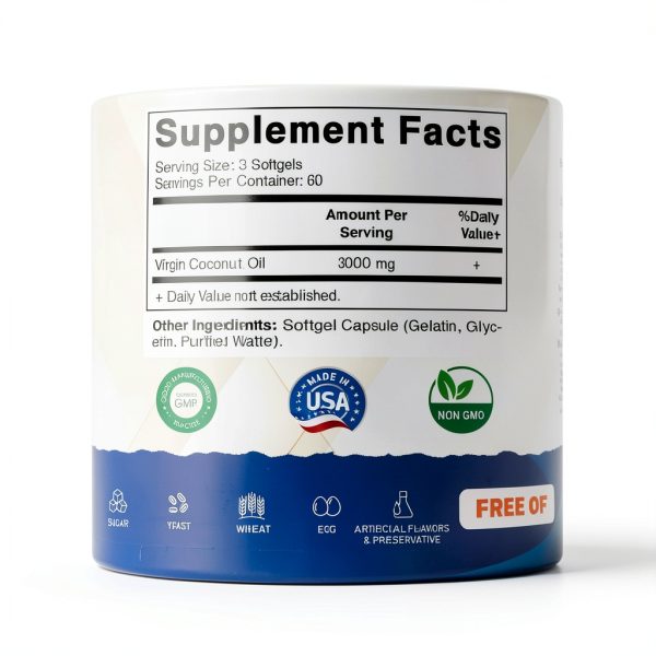 Coconut Oil Supplement by Nature's Bliss, 3000mg MCTs,-1
