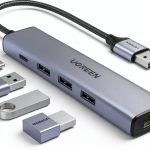 UGREEN 5-in-1 USB Ethernet Hub with Gigabit Port-0