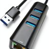 ABLEWE 4-in-1 USB 3.0 Ethernet Adapter Gigabit RJ45 and 3 USB Ports-0
