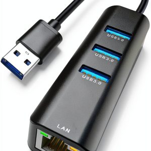 ABLEWE 4-in-1 USB 3.0 Ethernet Adapter Gigabit RJ45 and 3 USB Ports-0