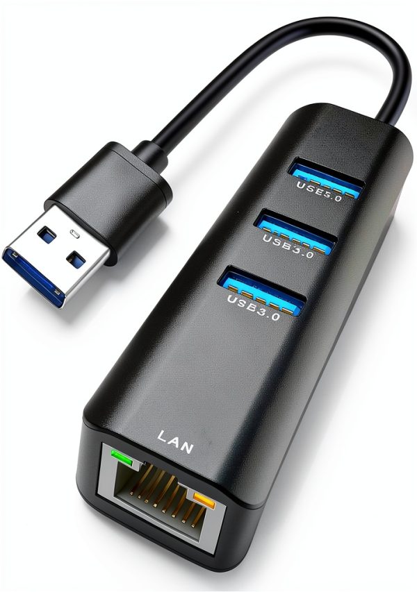 ABLEWE 4-in-1 USB 3.0 Ethernet Adapter Gigabit RJ45 and 3 USB Ports-0