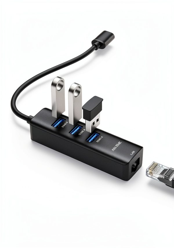 ABLEWE 4-in-1 USB 3.0 Ethernet Adapter Gigabit RJ45 and 3 USB Ports-1