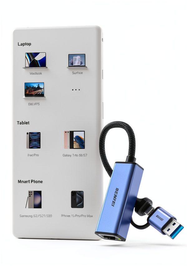 BENFEI USB-C Ethernet Adapter Gray Compact Gigabit Connector-6