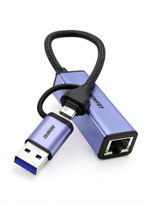 BENFEI USB-C Ethernet Adapter Gray Compact Gigabit Connector-2