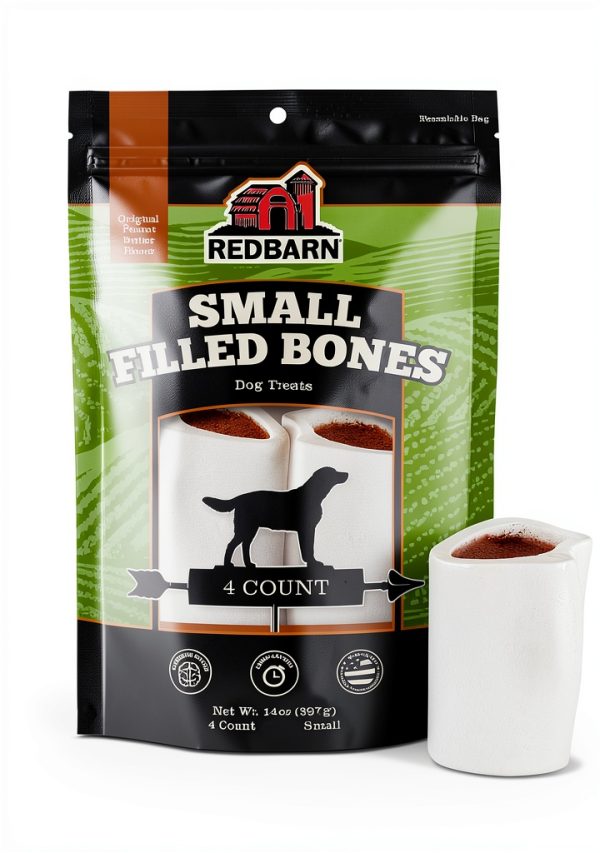 Redbarn Pet Products Small Filled Dog Bones, Peanut Butter Flavor - Long Lasting Stuffed Femur Chew Treat Made in USA - 4 Count - Packaging May Vary-0