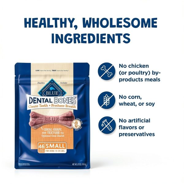 Blue Buffalo Dental Bones Small Natural Dental Chew Dog Treats Bag Value Pack-6