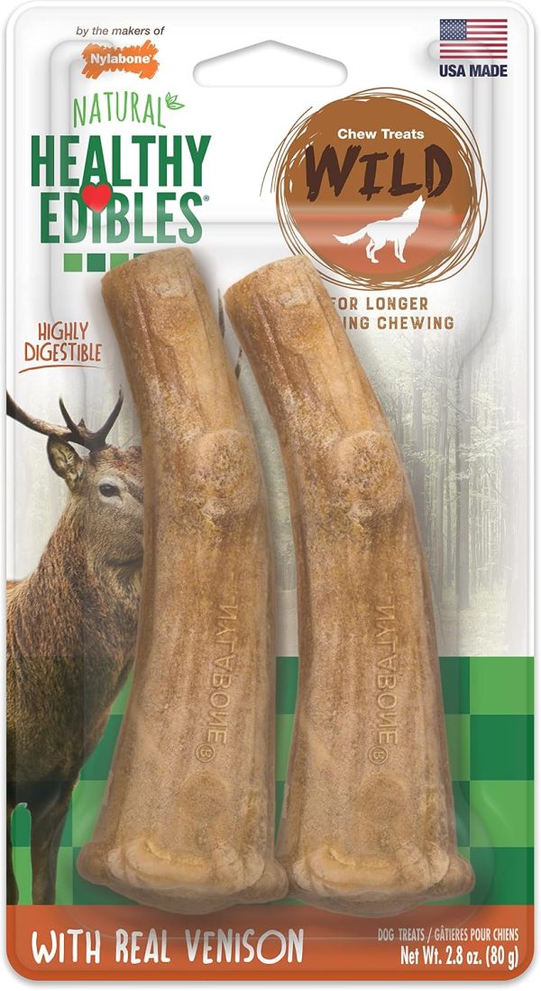Nylabone Healthy Edibles Venison Chew Treats for Large Dogs 2 Count-0