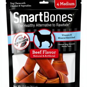SmartBones Medium Chews Real Beef Rawhide-Free Dog Bones 4 Count-0