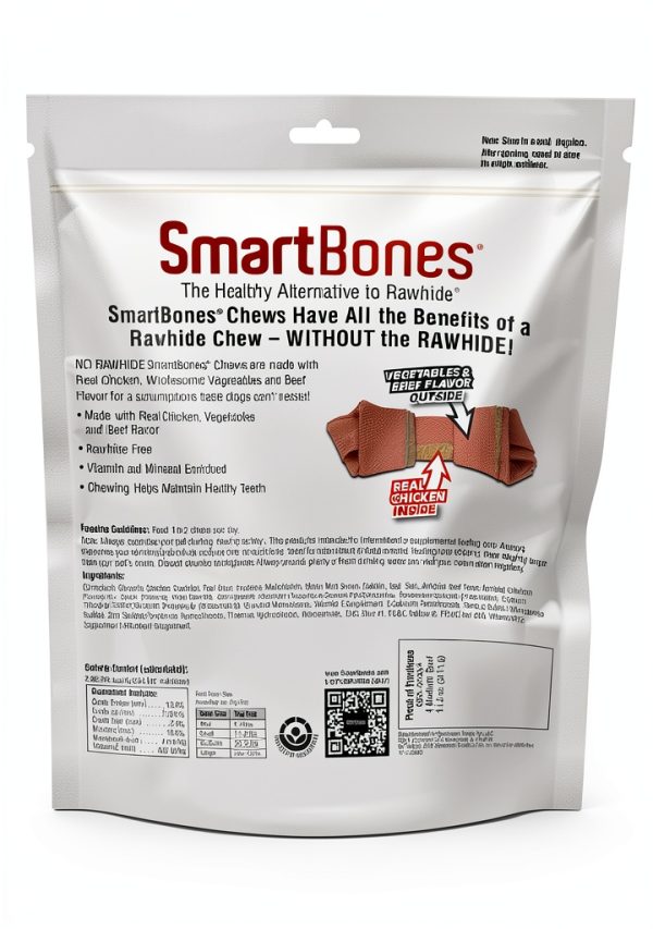 SmartBones Medium Chews Real Beef Rawhide-Free Dog Bones 4 Count-1