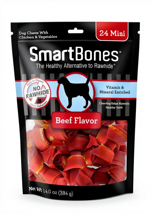 SmartBones Mini Chews with Real Beef 24 Rawhide Free Dog Treats-0