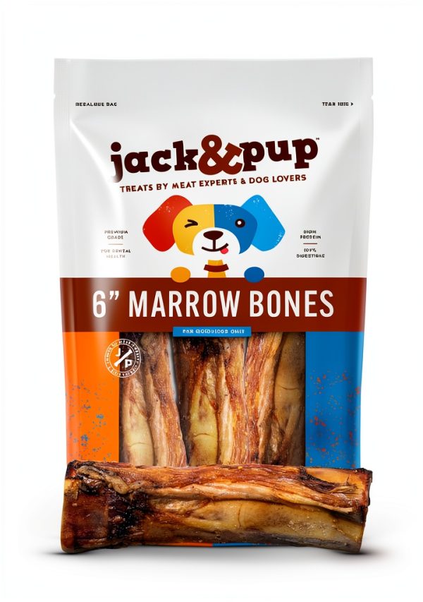 Jack&Pup Marrow Bones for Dogs Large 6-inch Natural Beef Bone-0